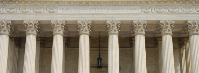 Supreme Court panoramic with text Equal Justice Under Law
